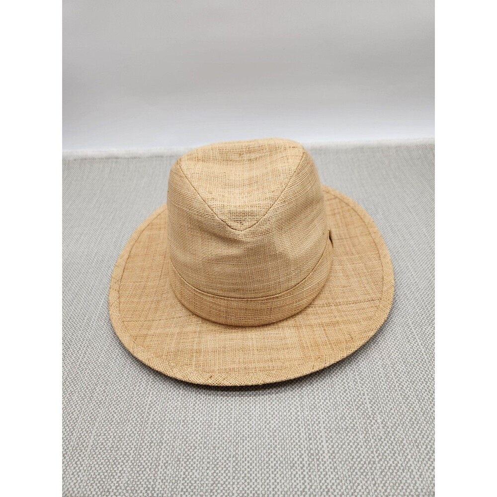 DPC Dorfman Pacific Medium Hat Natural Tan Straw Fedora Tropical